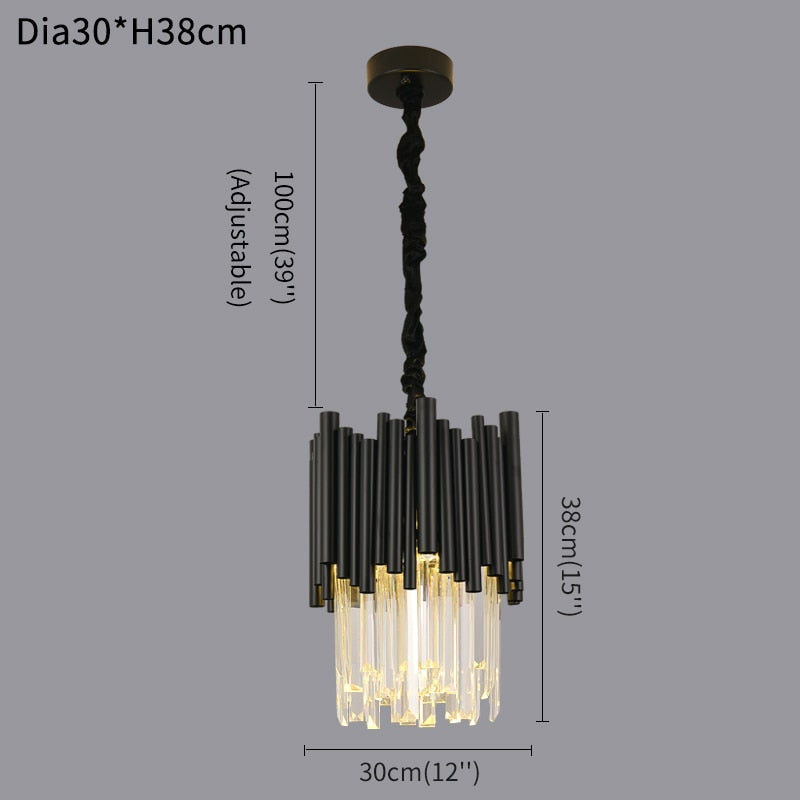 
                  
                    moderner schwarzer Kristall-Kronleuchter für Esszimmer Dia30cm Hängeleuchte Luxus-Kücheninsel LED-Kristallglanz
                  
                