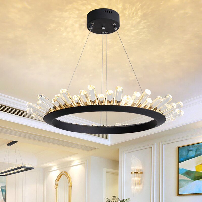 Modern LED Crystal Chandelier Lighting For Living Room Dining Room Black / Gold Chandelier Crystal Lighting LED Lampadari Light