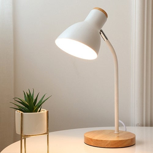 Modern Wood Table Lamp 6 Colours Metal Shade Desk lamp Bedside Bedroom Dimmable adjustable Reading Table Light Decor Lighting