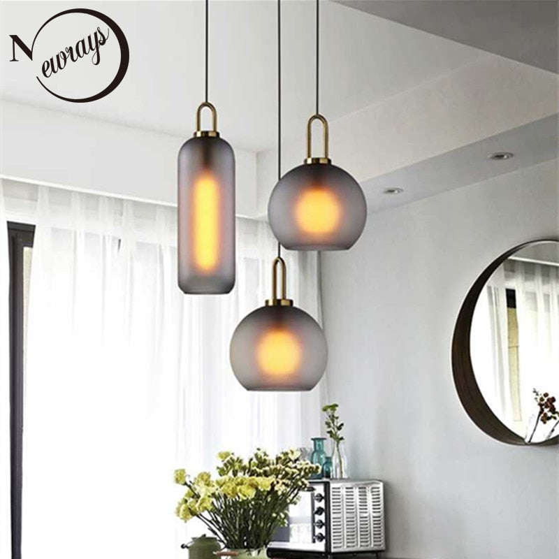 Nordic modern simple glass ball LED E27 pendant lights interior lighting lamps restaurant bedroom stair decoration hanging light