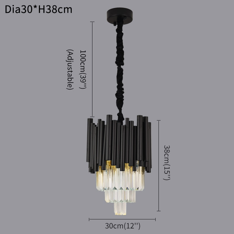 
                  
                    moderner schwarzer Kristall-Kronleuchter für Esszimmer Dia30cm Hängeleuchte Luxus-Kücheninsel LED-Kristallglanz
                  
                