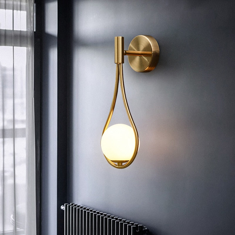 
                  
                    Nordic Modern Wall Lamp Glass Lampshade Bedside Brass Metal Bedroom Deco Light For Bedside Reading Stairs Corridor Lighting
                  
                